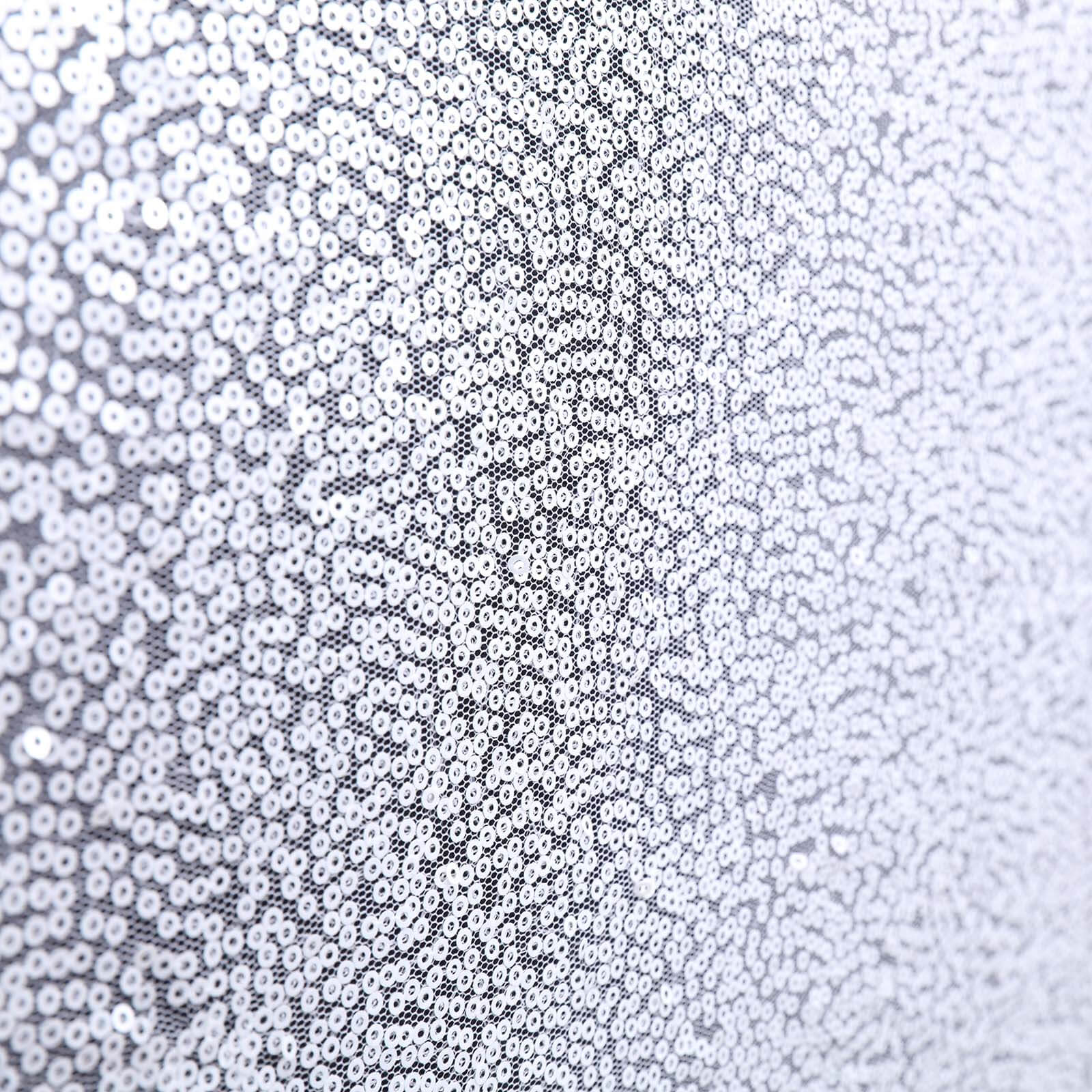 Sequin 90"x156" Rectangle Tablecloth White - Seamless Twinkling Design for Chic Celebrations