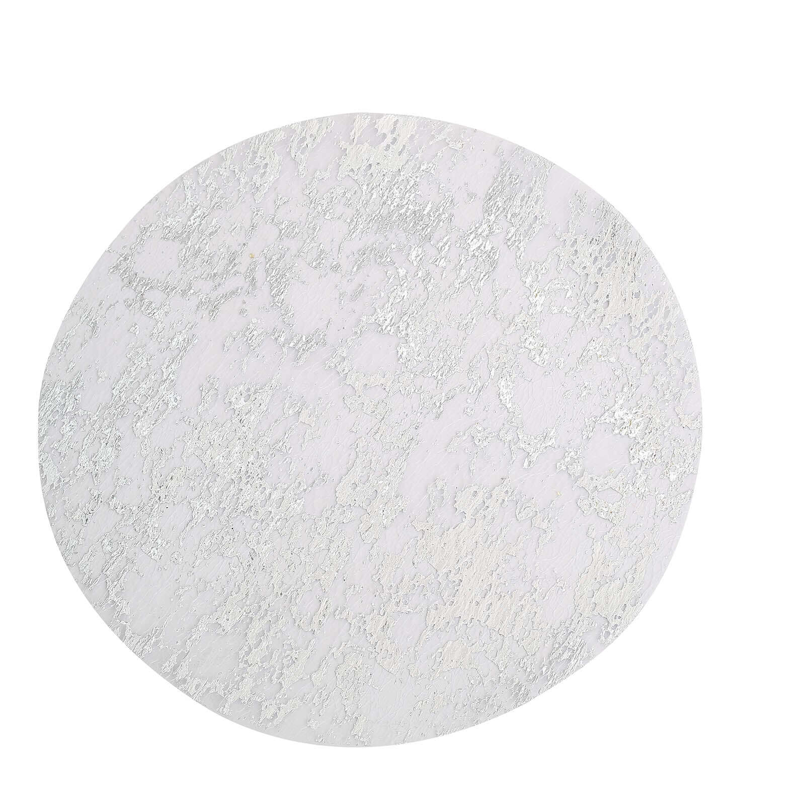 10-Pack Table Placemats Foil Design Metallic Silver Round - Mesh Disposable Shiny Dining Mats 13"