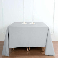 Polyester Square 90"x90" Tablecloth Silver - Wrinkle-Resistant & Durable Table Cover