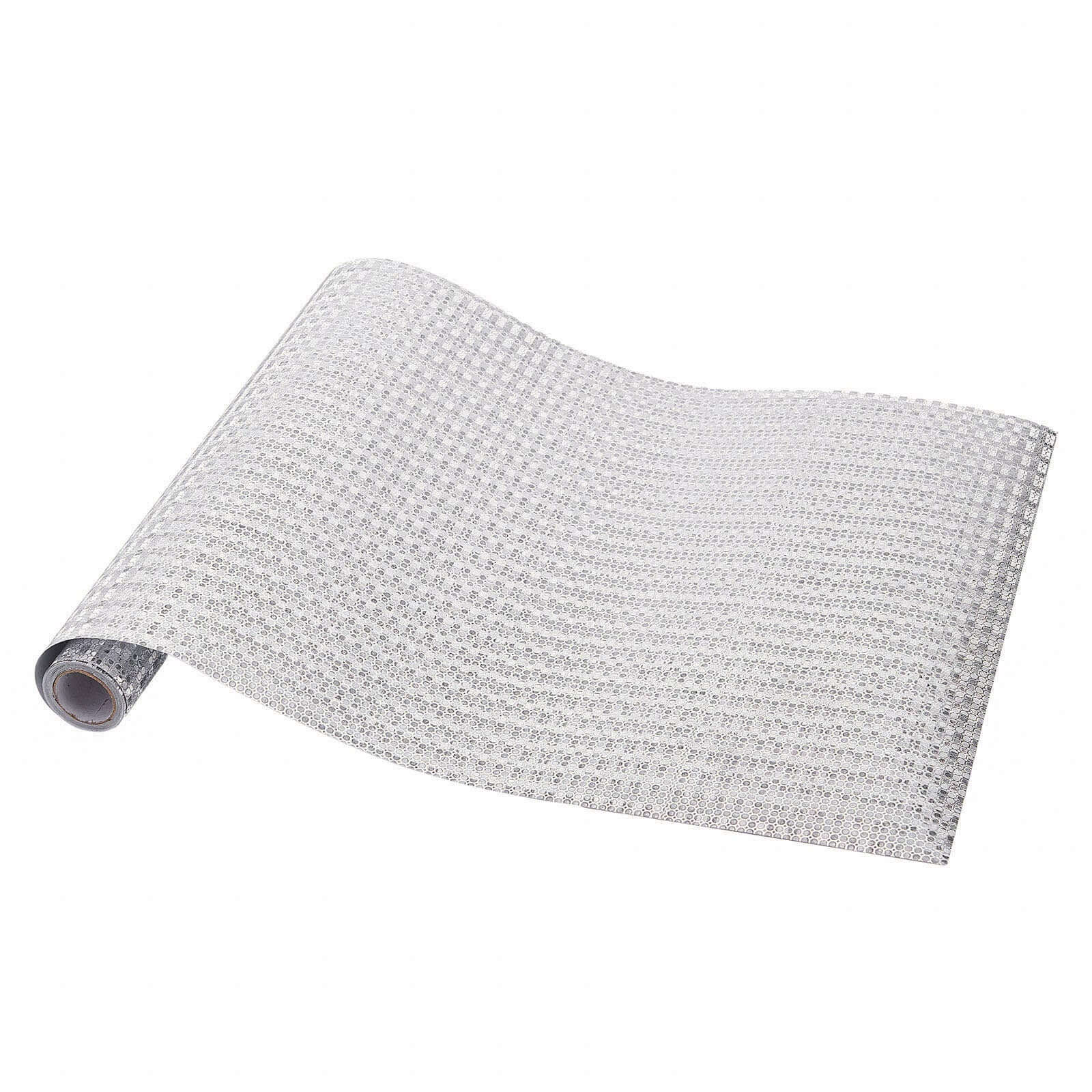 9ft Silver Glamorous Sequin Print Table Runner, Disposable Paper Table Runner