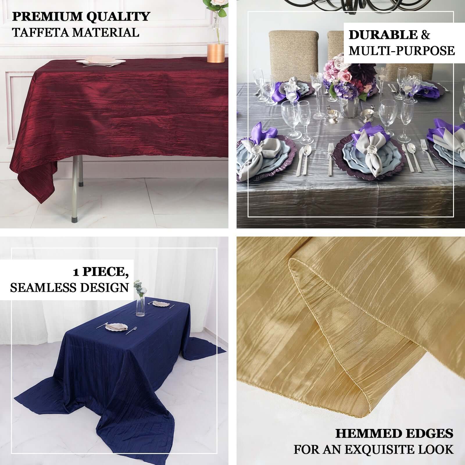 Taffeta 90"x156" Rectangle Tablecloth Teal - Accordion Crinkle Seamless Table Cover