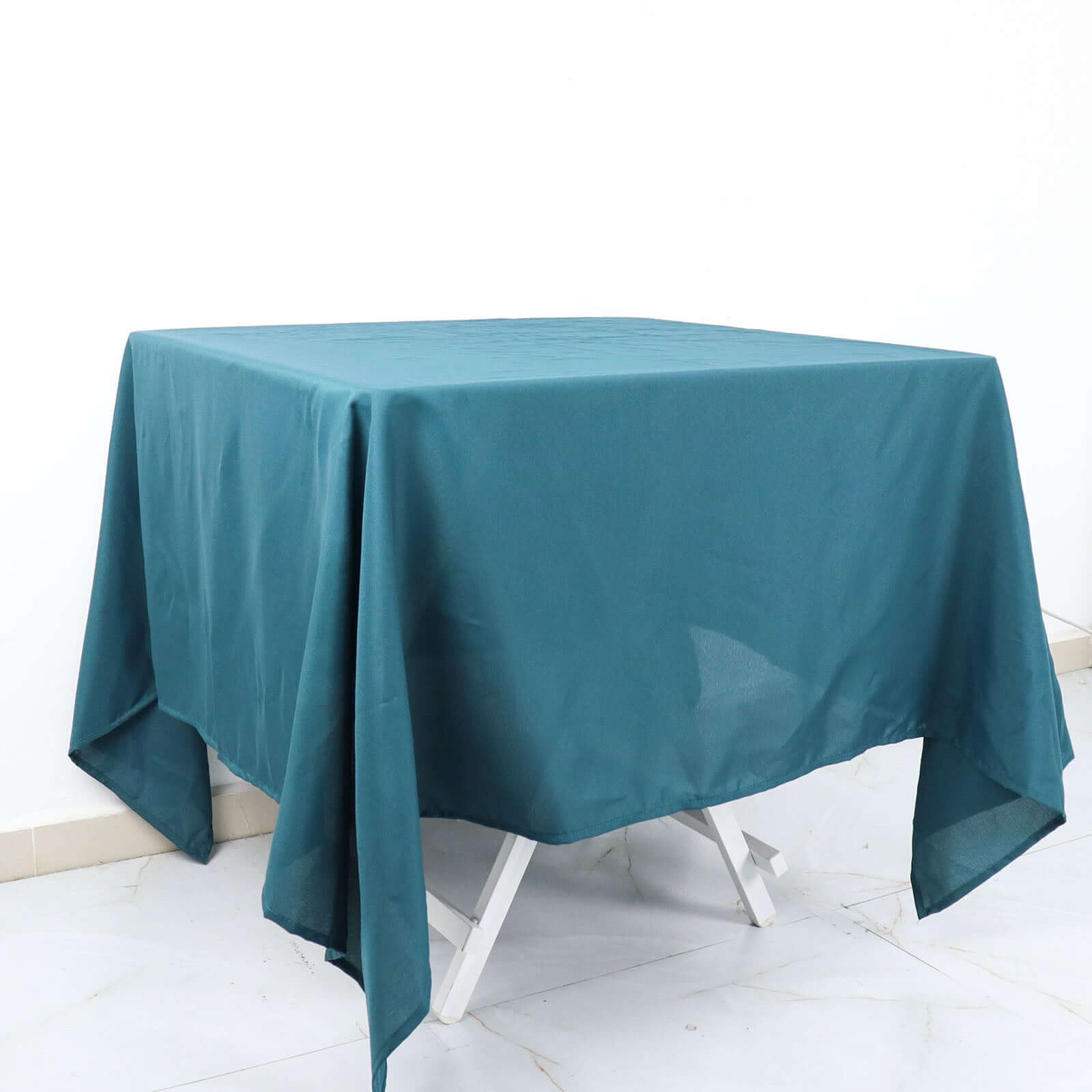 Polyester Square 70"x70" Tablecloth Peacock Teal - Wrinkle-Resistant & Durable Table Cover