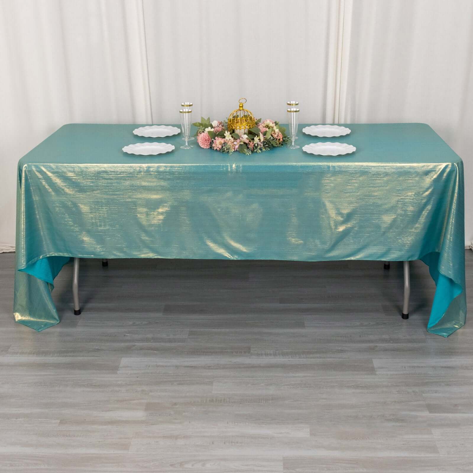 Sequin Dots Polyester 60"x126" Rectangle Tablecloth Shimmering Turquoise - Wrinkle Free & Sparkling Table Cover
