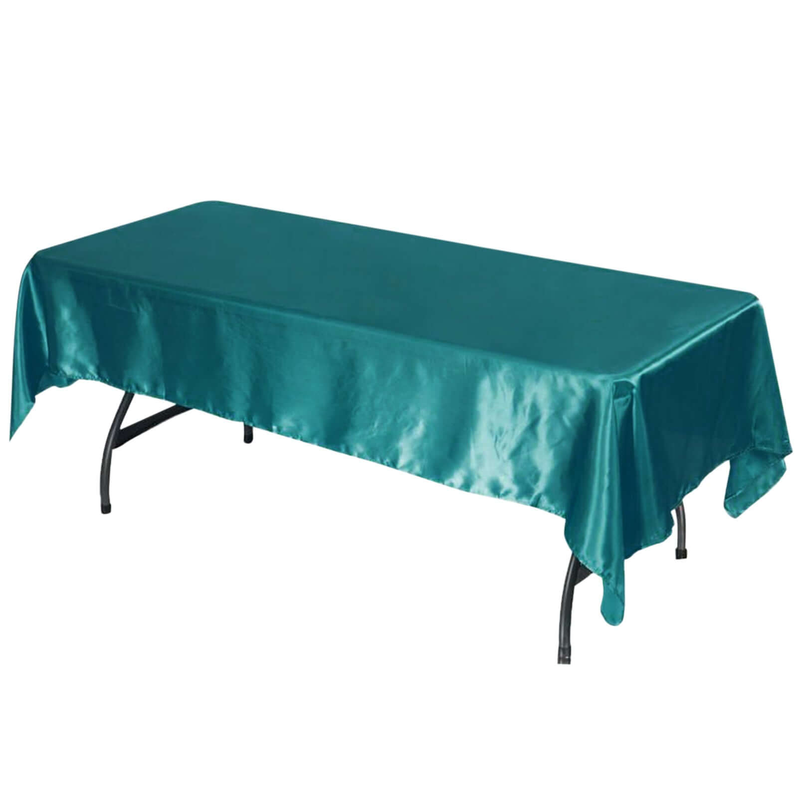 Satin Rectangular 60"x102" Tablecloth Turquoise - Smooth and Lustrous Table Cover