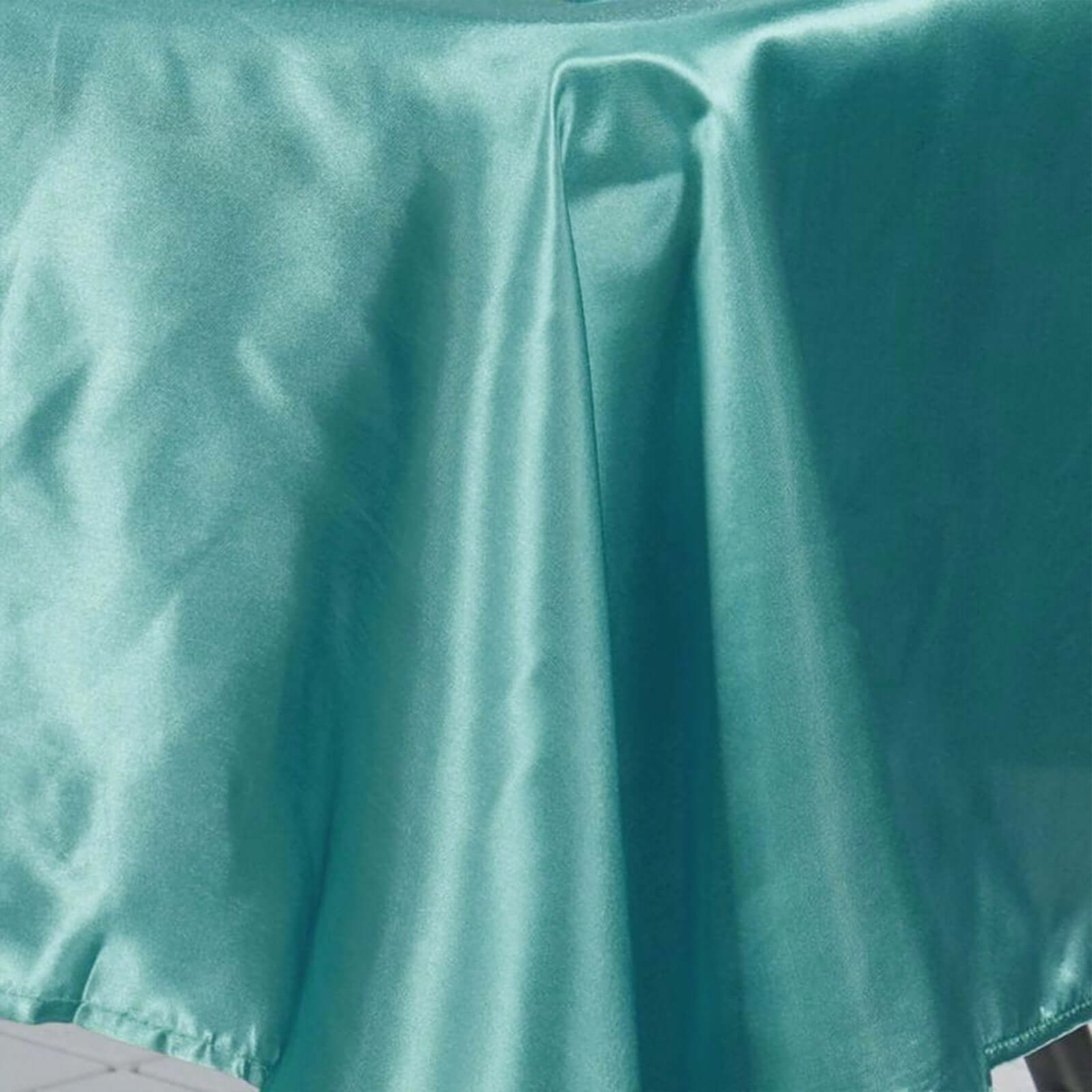 Satin Rectangular 60"x126" Tablecloth Turquoise - Smooth and Lustrous Table Cover