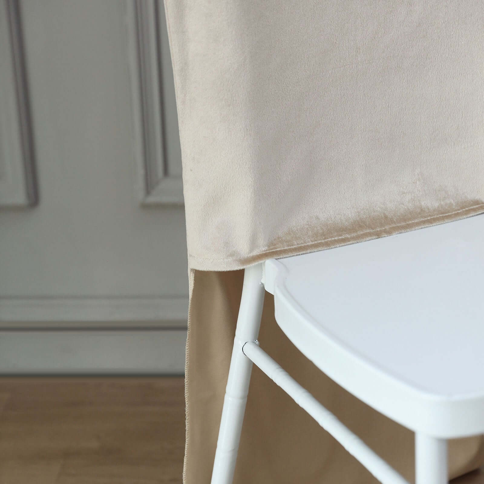 Velvet Chair Back Slipcover for Chiavari Chairs Champagne - Soft and Smooth Solid Chair Back Cover Cap