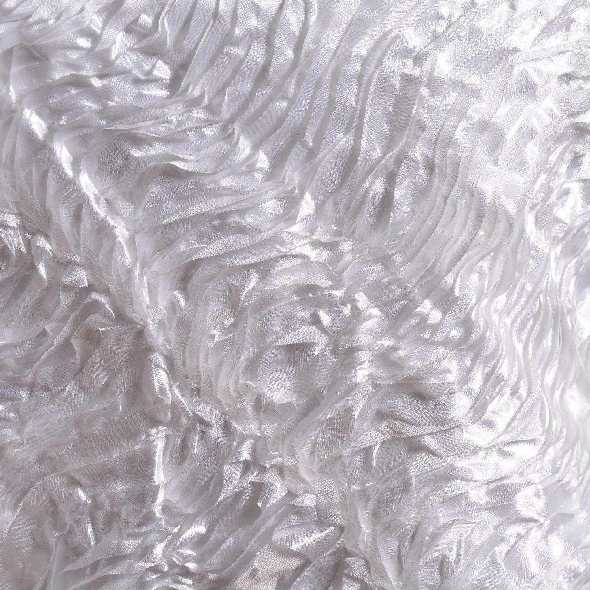 Satin 72"x72" Table Overlay White - Crushed 3D Wavy Table Topper