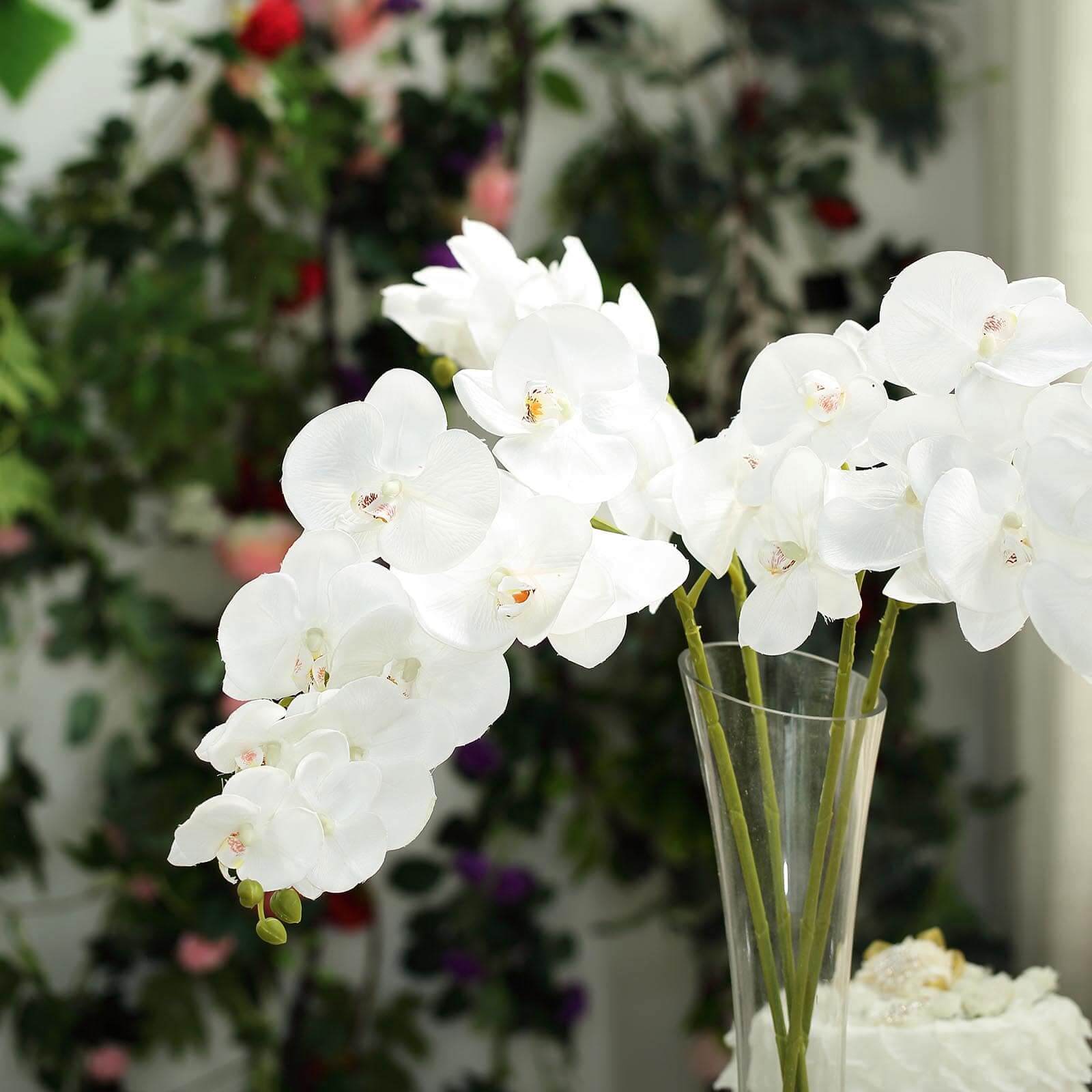 2 Stems 40" Tall White Artificial Silk Orchid Flower Bouquets