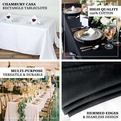 100% Cotton 90"x156" Rectangle Tablecloth White Linen - Seamless, Soft & Breathable Table Cover