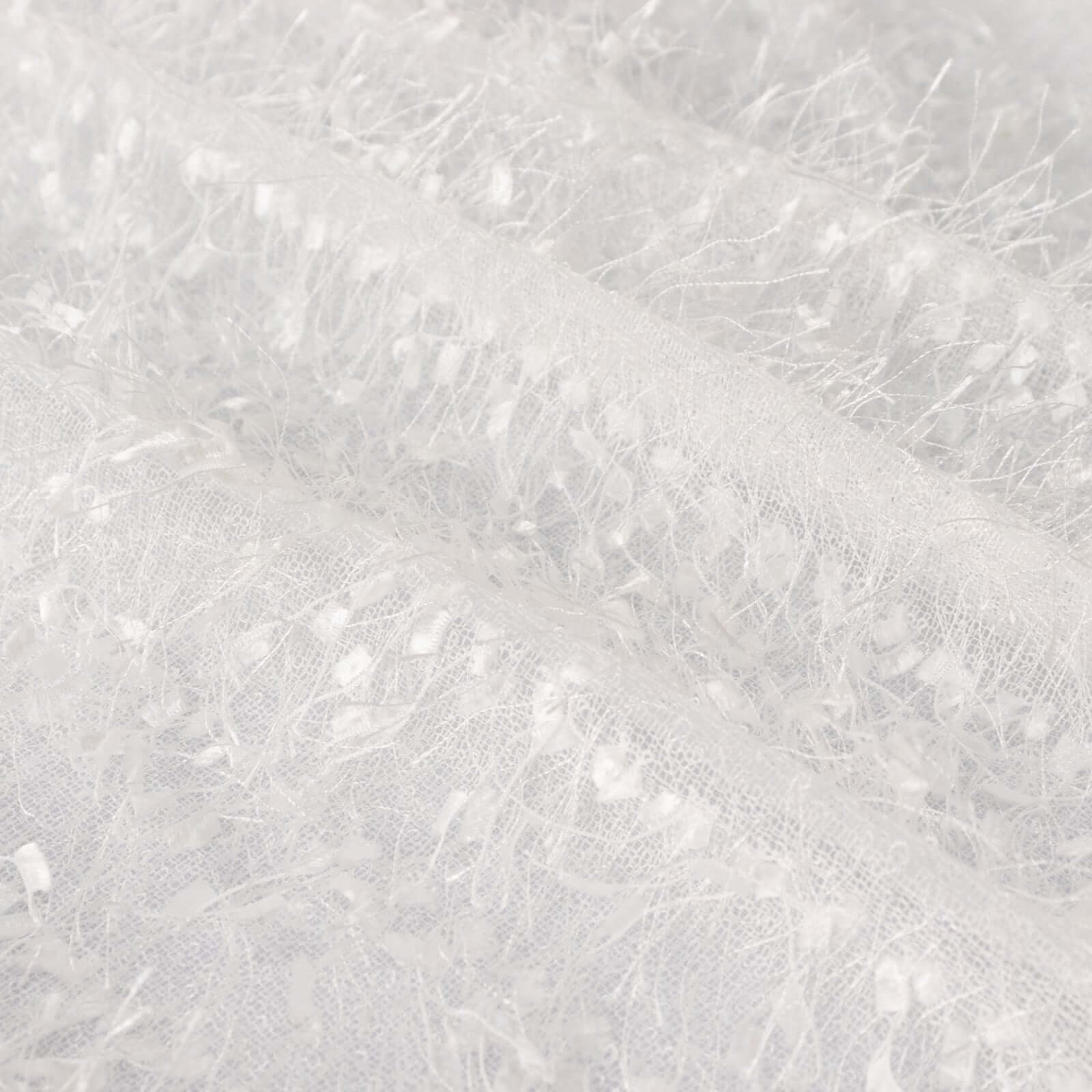 Polyester 12"x108" Table Runner White - Fringe Shag Table Decor