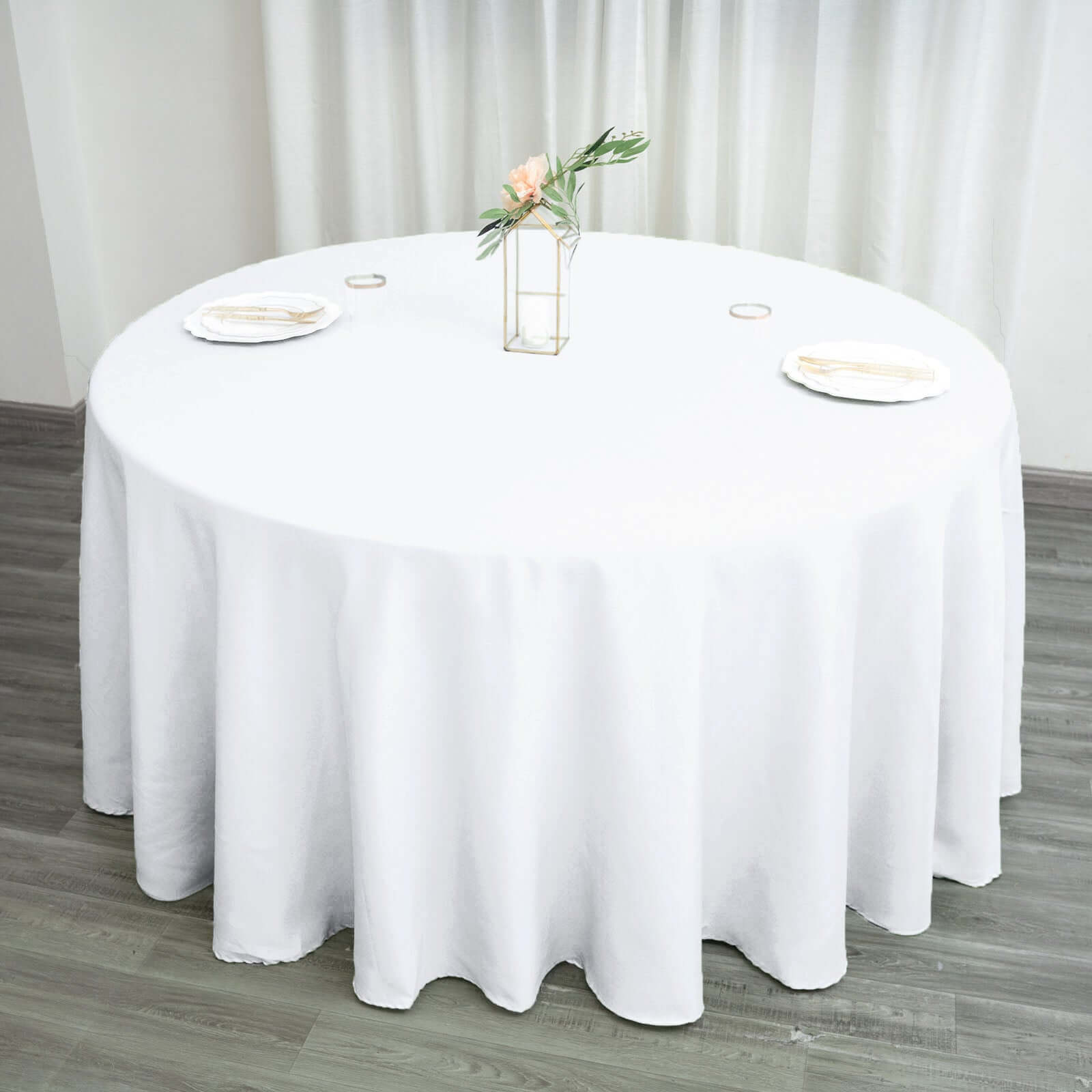 Polyester 120" Round Tablecloth White - Seamless Wrinkle-Resistant Design for Weddings