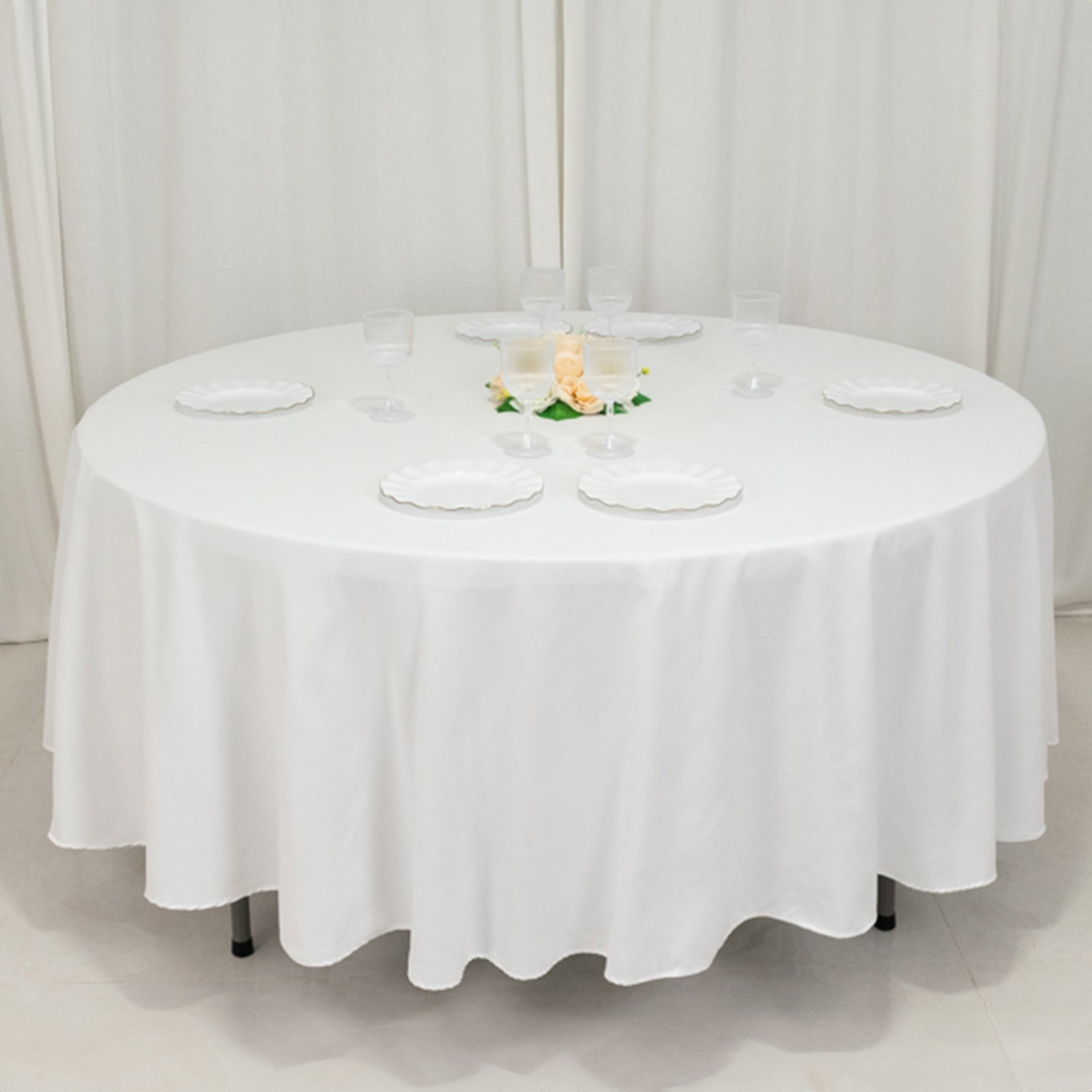 Cotton Blend 108" Round Tablecloth White - Wrinkle-Resistant Design for Versatile Table Settings