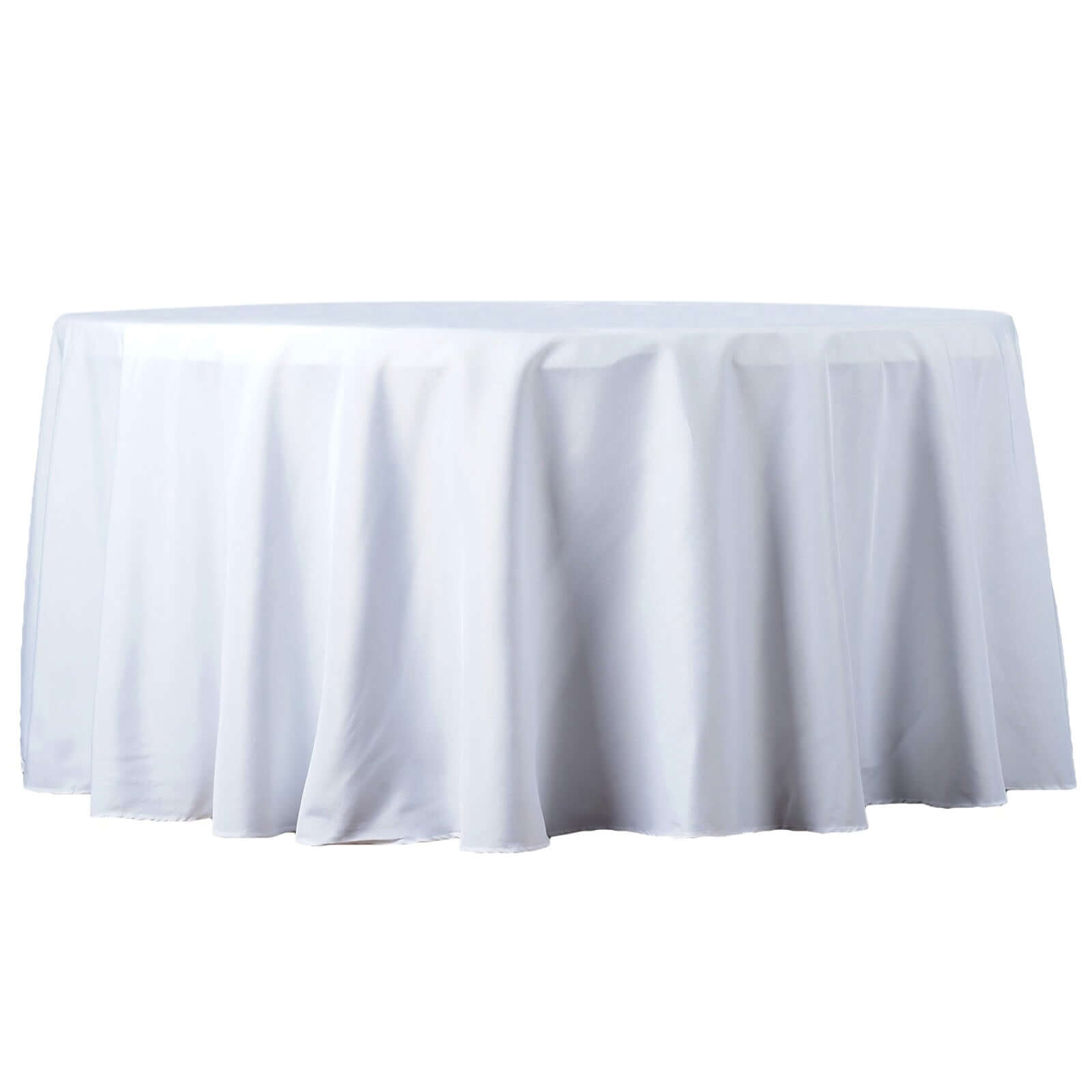 Premium Polyester 120" Round Tablecloth White - Seamless 220GSM Wrinkle-Resistant Design for Classy Events