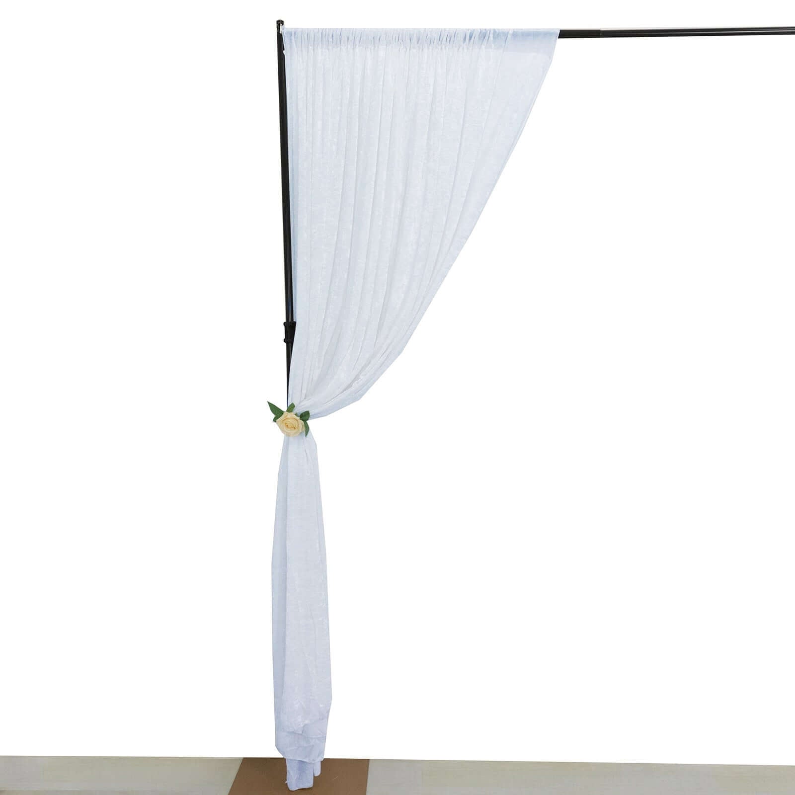 8ftx8ft White Premium Smooth Velvet Event Curtain Drapes, Privacy Backdrop Event Panel with Rod Pocket
