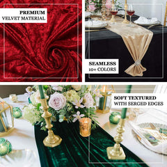 Premium Crushed Velvet 12"x108" Table Runner White - Soft & Wrinkle-Resistant Table Linen for Events
