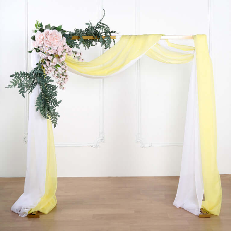 18ft Yellow Sheer Organza Wedding Arch Drapery Fabric, Window Scarf Valance
