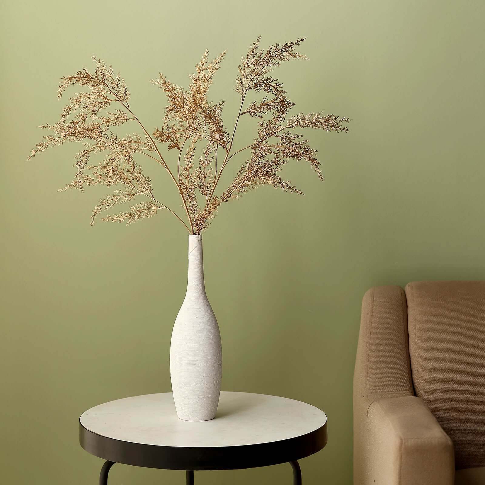 2 Stems 32" Metallic Gold Artificial Fern Leaf Branch Vase Filler