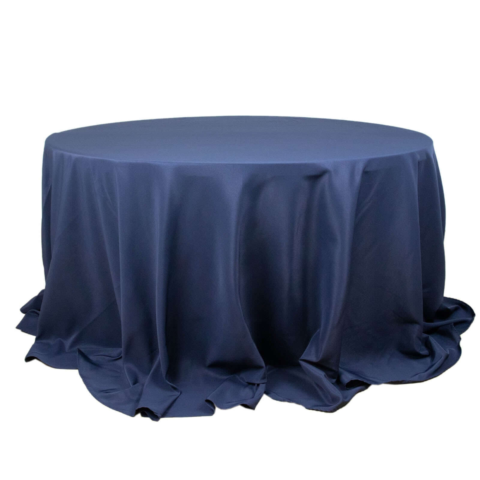 Premium Polyester 132" Round Tablecloth Navy Blue - Seamless 220GSM Wrinkle-Resistant Table Cover