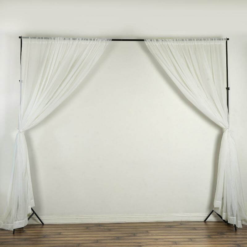 2 Pack Ivory Sheer Chiffon Event Curtain Drapes, Durable Flame Resistant Premium Organza Backdrop Event Panels With Rod Pockets - 10ftx10ft