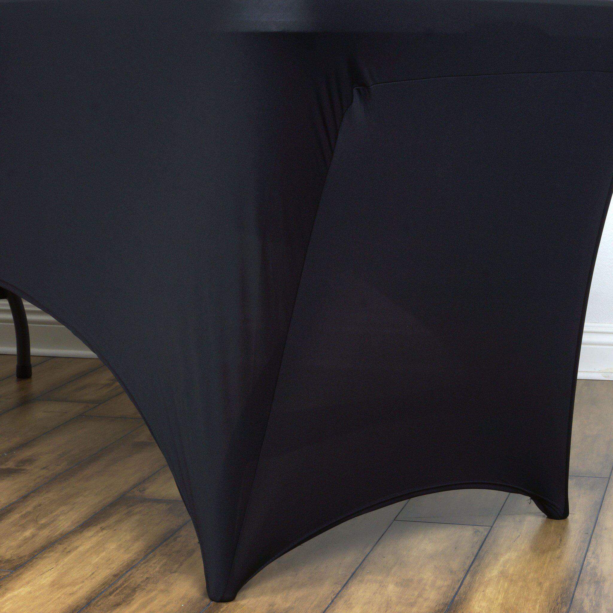 Stretch Spandex 96"x30" Rectangle Table Cover Black - Durable Form-Fitting Tablecloth