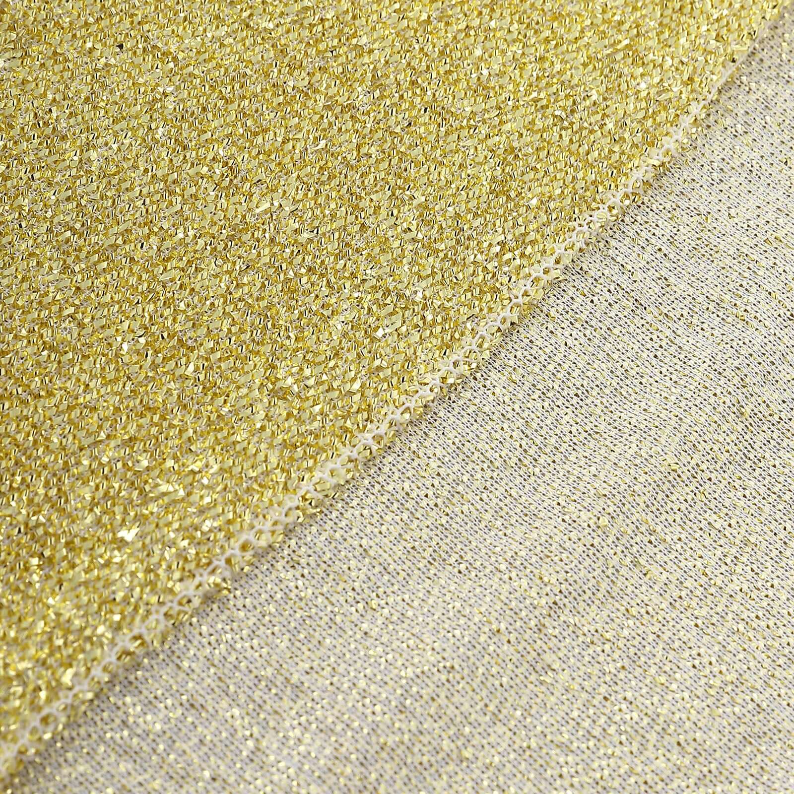 Stretch Spandex Chair Back Slipcover with Metallic Shimmer Tinsel Champagne - Durable Chiavari Chair Back Cover