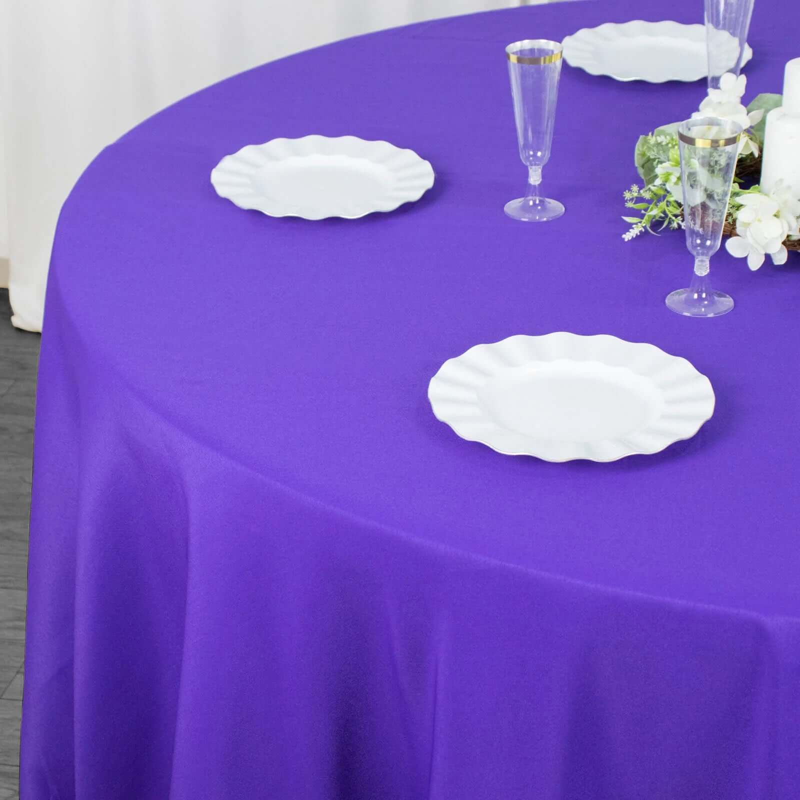 Premium Polyester 108" Round Tablecloth Purple - Wrinkle-Resistant 220GSM Table Cover