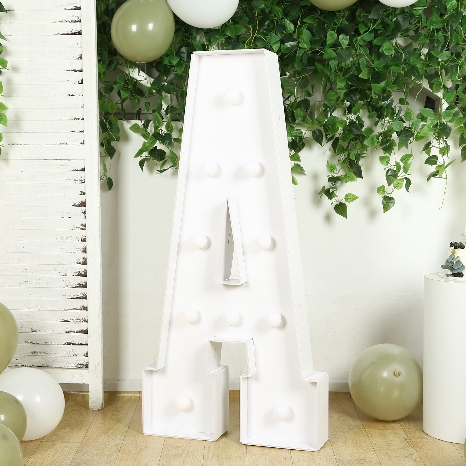 Giant LED Marquee Light Up Letter "A", White 4ft Pre-Cut Foam Board with 10 Warm White Battery Operated LEDs, Glue Gun and Sticks