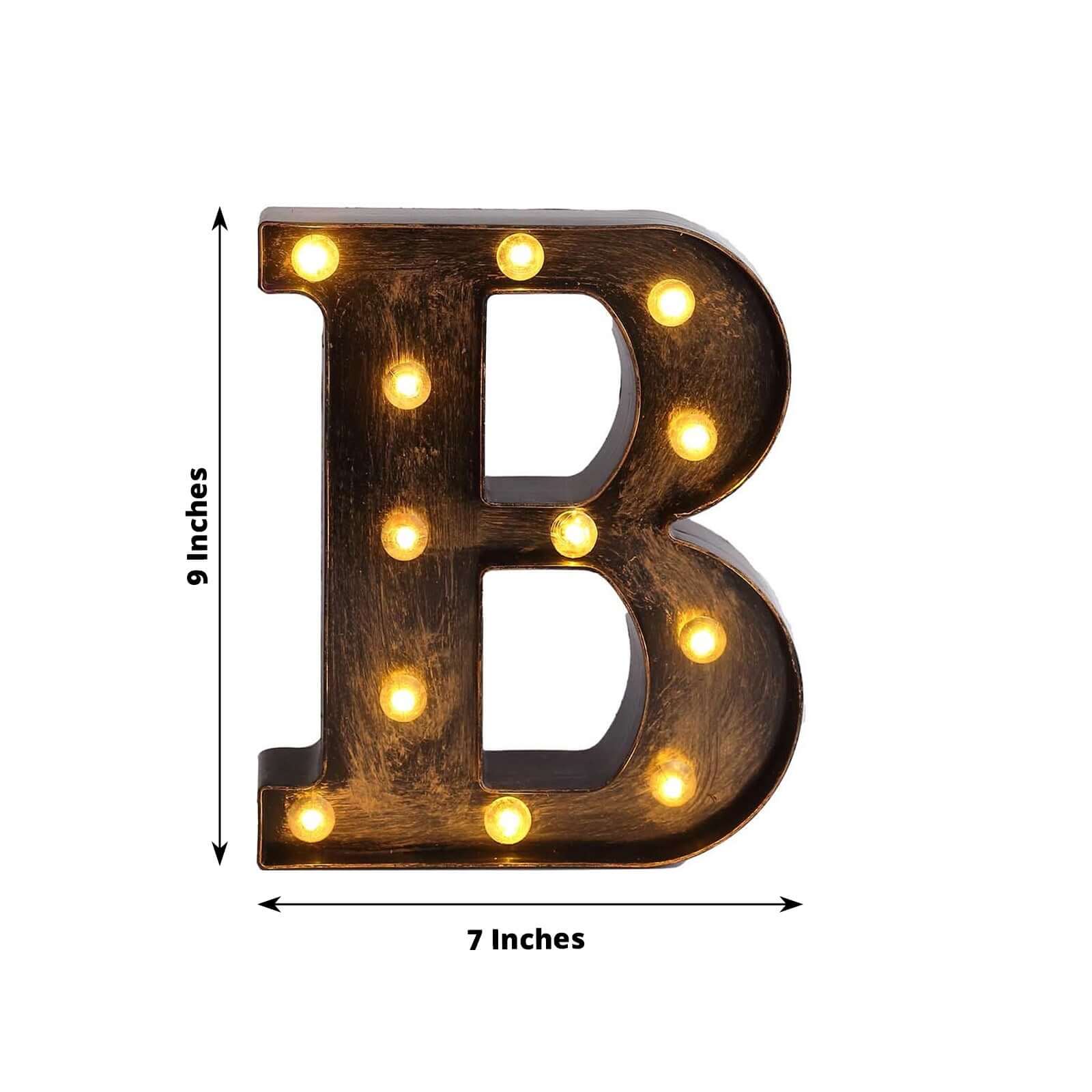 LED Marquee Letter "B" Industrial Style Antique Black - Light-Up Alphabet Sign for Weddings & Displays 9"