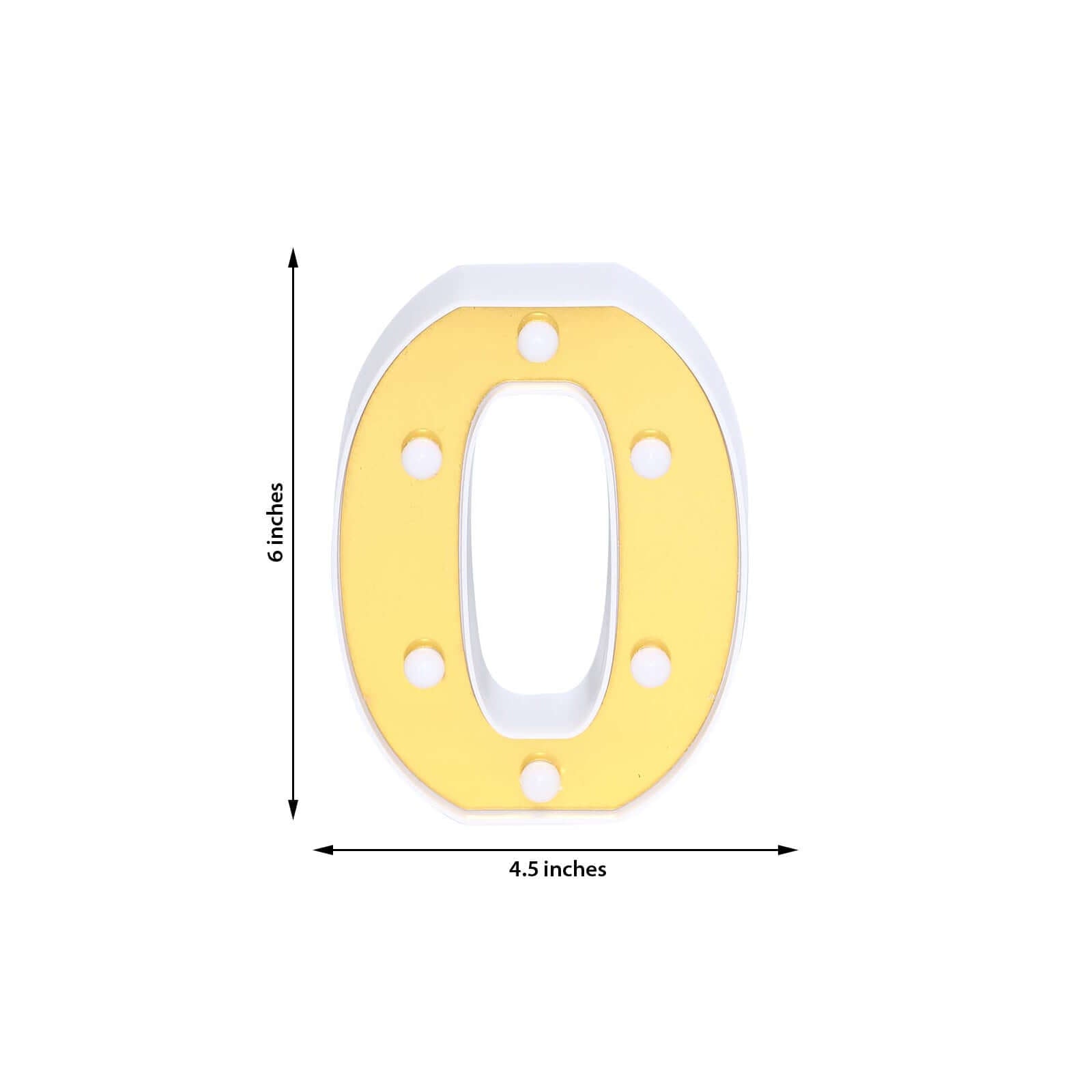 3D Marquee Letter "O" Warm White 6 LED Lights Gold - Chic Light-Up Decor for Events 6"