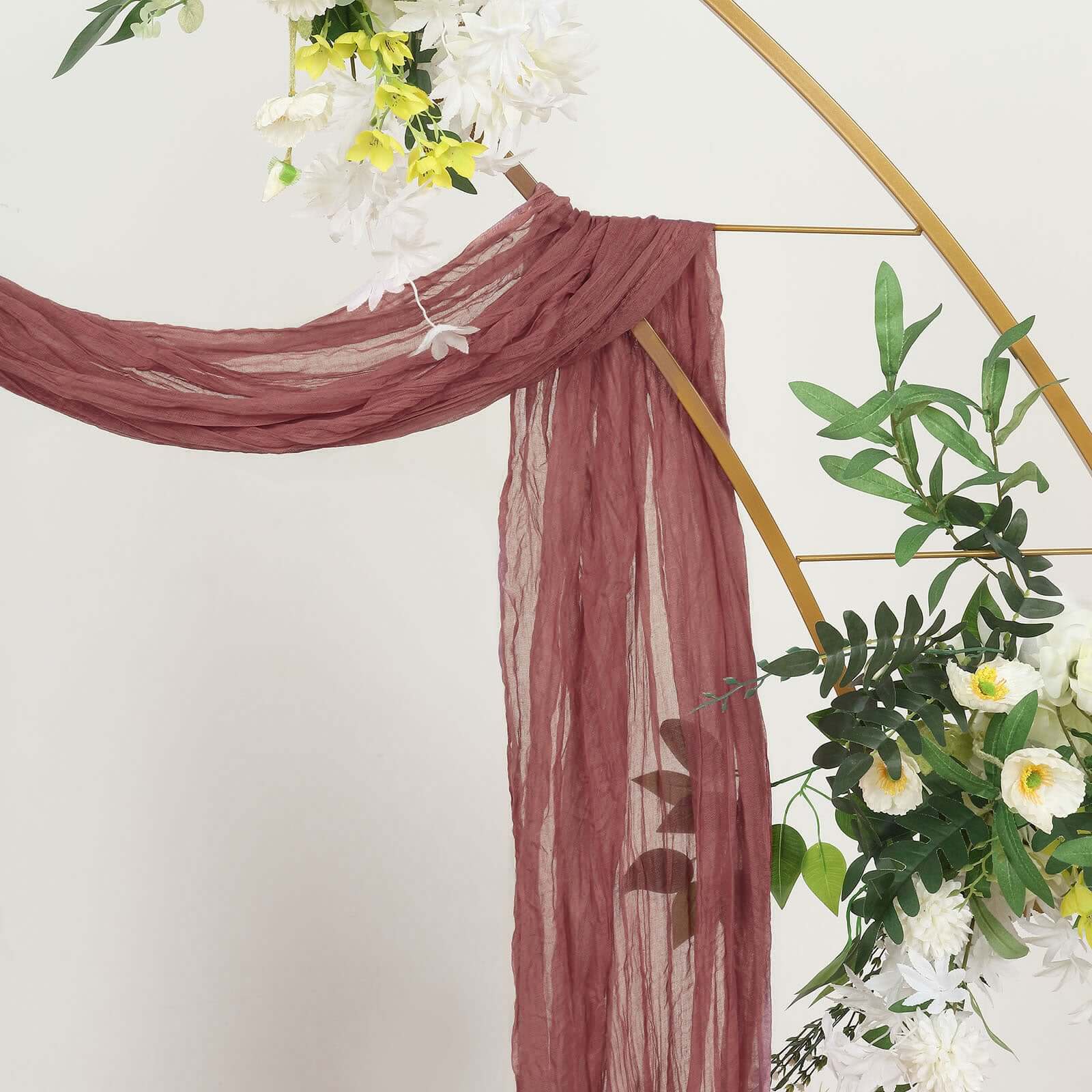 20ft Mauve Cinnamon Rose Gauze Cheesecloth Fabric Wedding Arch Drapery, Window Scarf Valance, Boho Decor Arbor Curtain Panel