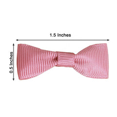 50 Pcs 1.5" Mauve Grosgrain Pre Tied Ribbon Bows, Gift Basket Party Favor Bags Decor - Polyester