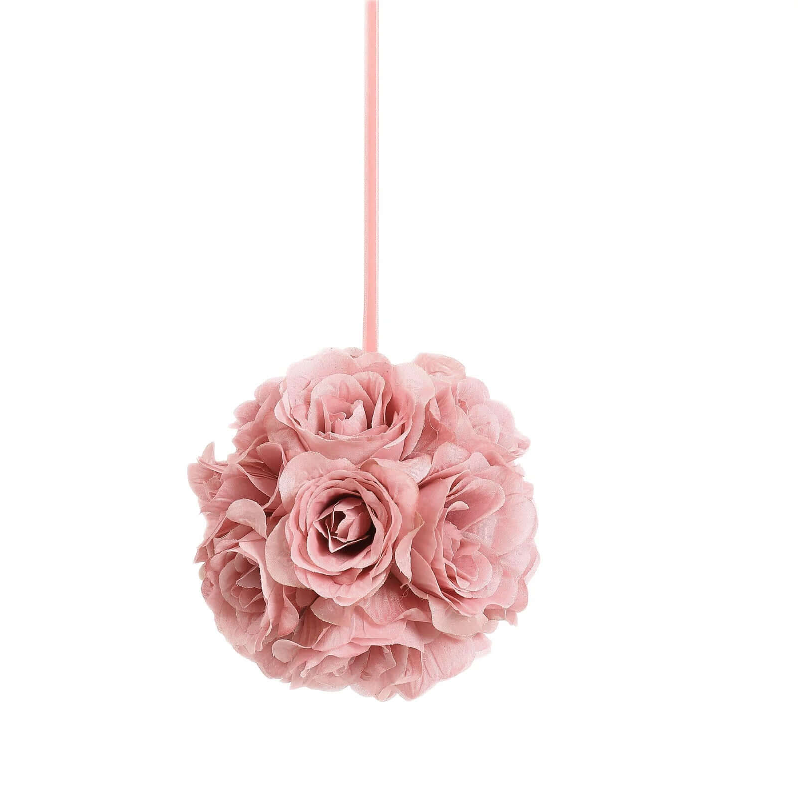 2 Pack 7" Mauve Artificial Silk Rose Kissing Ball, Faux Flower Ball