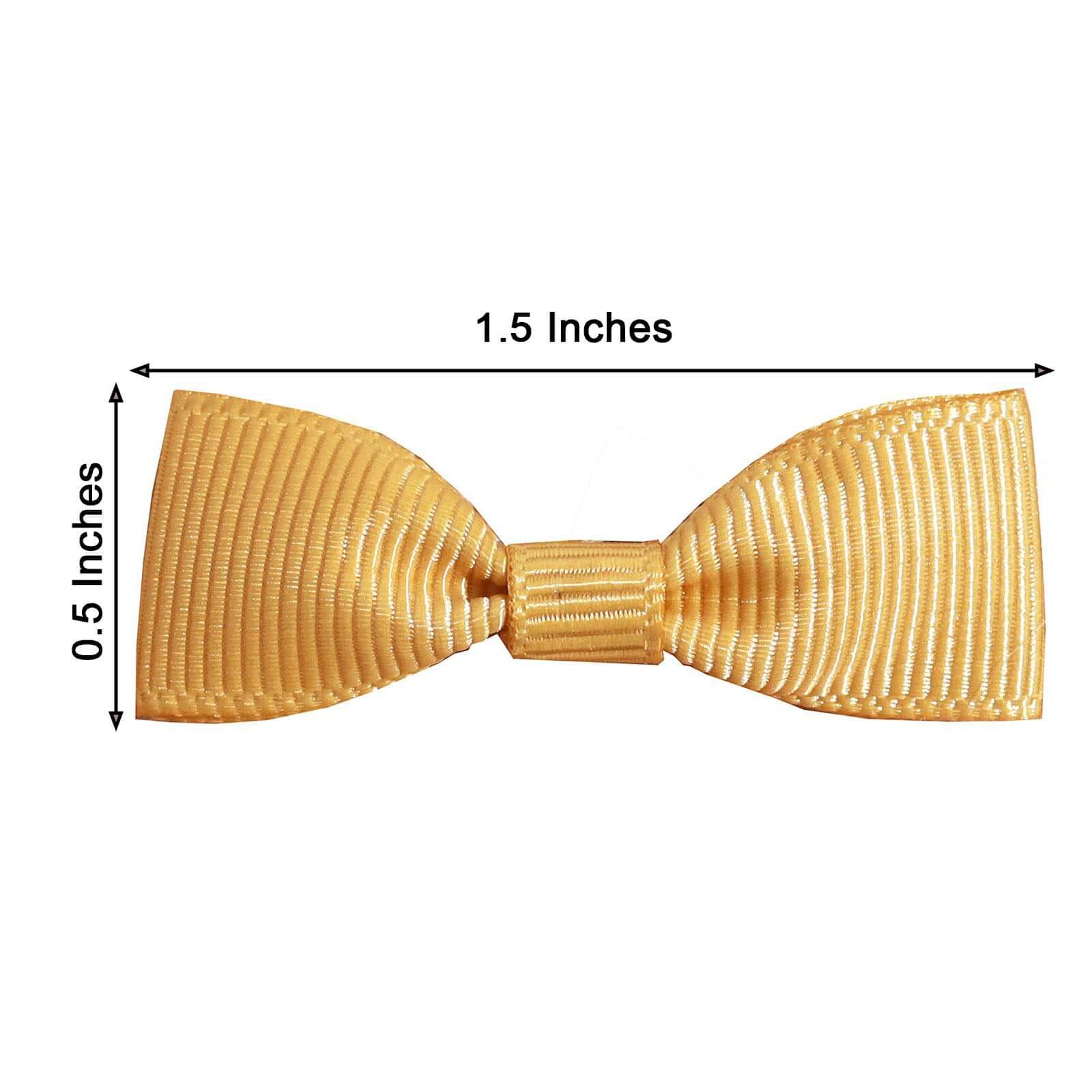 50 Pcs 1.5" Gold Grosgrain Pre Tied Ribbon Bows, Gift Basket Party Favor Bags Decor - Polyester