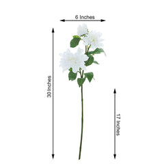 30" Tall White Artificial Dahlia Silk Flower Stems, Faux Floral Spray