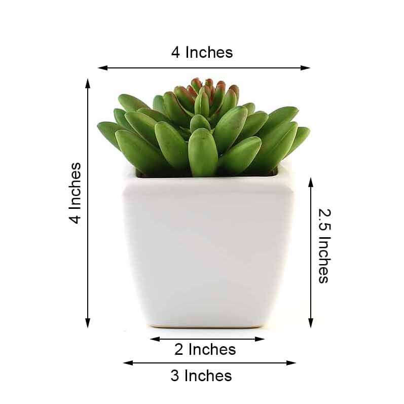 3-Pack Lotus Artificial Succulents in Ceramic Pot - Lifelike Decorative Faux Plants for Home Office & Event Design 4"