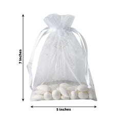 10 Pack 5"x7" White Organza Drawstring Wedding Party Favor Gift Bags
