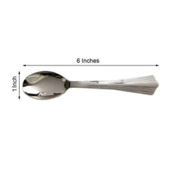 25-Pack Plastic Spoons Heavy Duty Titanium Silver Design - Durable Disposable Utensils for Parties 7"
