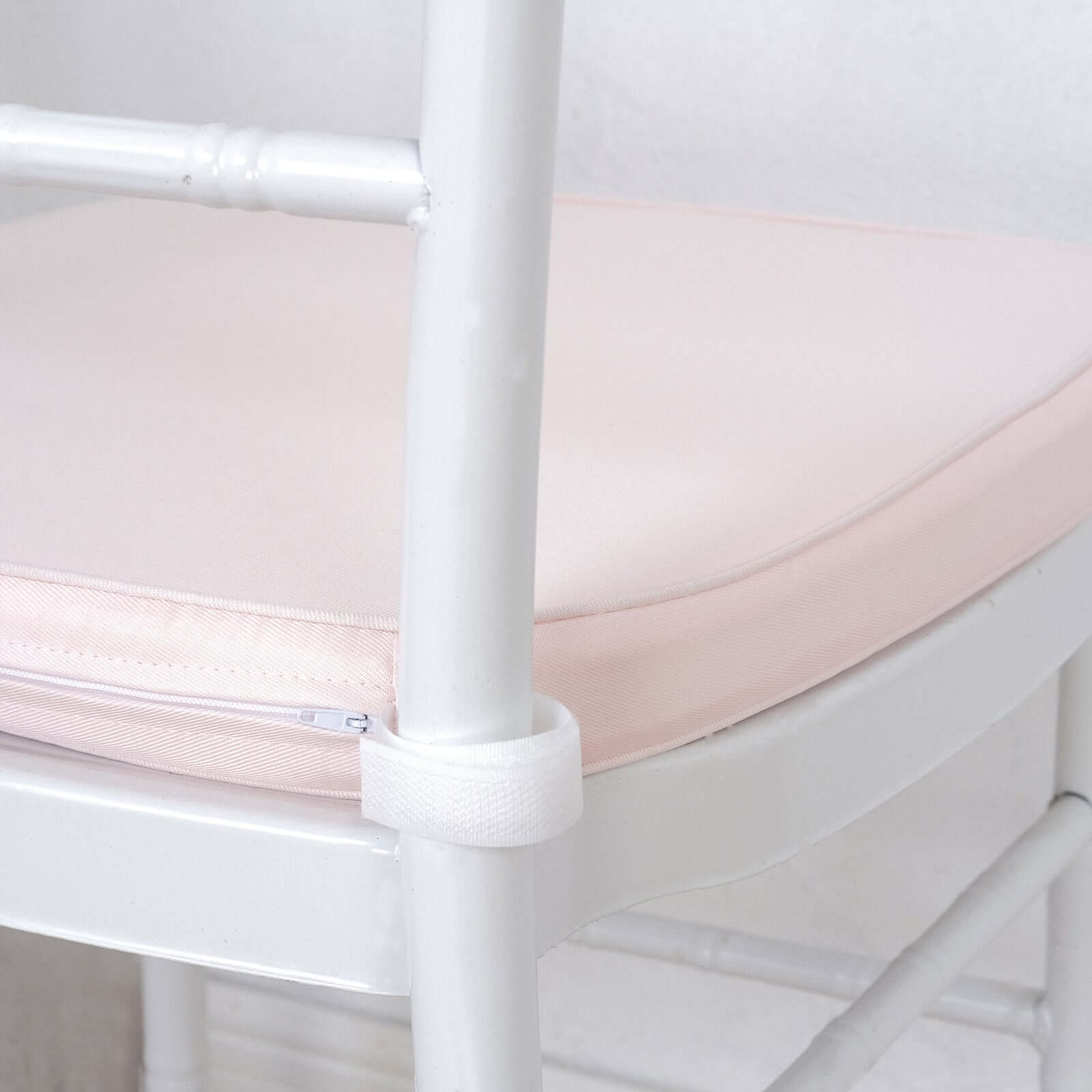 Chiavari Chair Cushion with 1.5" Thick Memory Foam and Ties Blush - Stylish Removable Cover for Comfort