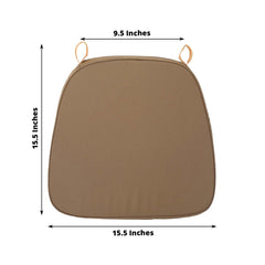 Chiavari Chair Cushion with 1.5" Thick Memory Foam and Ties Taupe - Stylish Removable Cover for Comfort