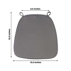 Chiavari Chair Cushion with 1.5" Thick Memory Foam and Ties Charcoal Gray - Stylish Removable Cover for Comfort