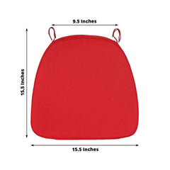 Chiavari Chair Cushion with 1.5" Thick Memory Foam and Ties Red - Stylish Removable Cover for Comfort