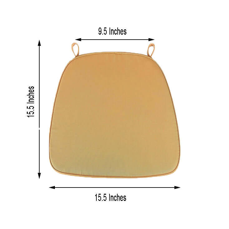 Chiavari Chair Cushion with 1.5" Thick Memory Foam and Ties Gold - Stylish Removable Cover for Comfort