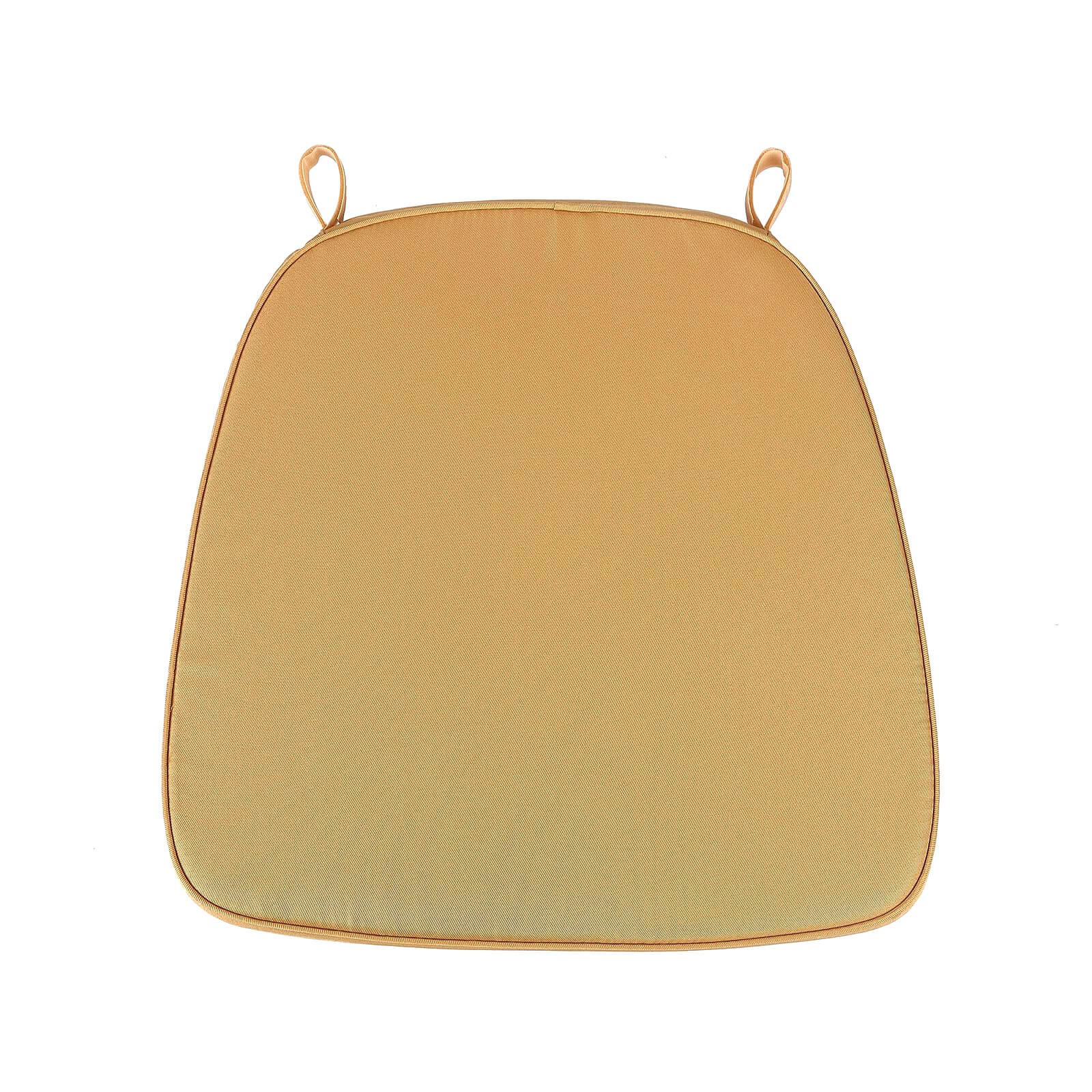 Chiavari Chair Cushion with 1.5" Thick Memory Foam and Ties Gold - Stylish Removable Cover for Comfort