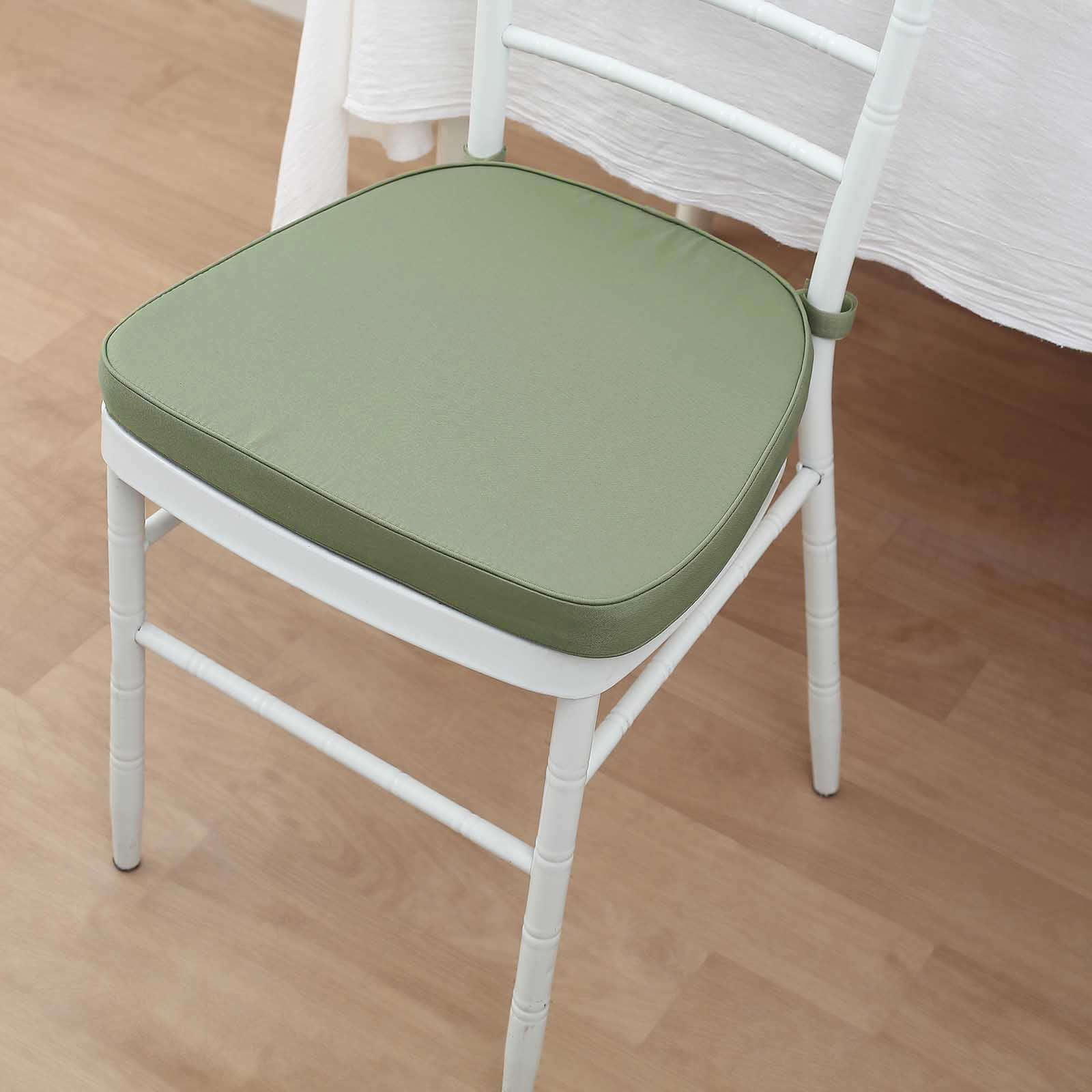 Chiavari Chair Cushion with 1.5" Thick Memory Foam and Ties Dusty Sage Green - Stylish Removable Cover for Comfort