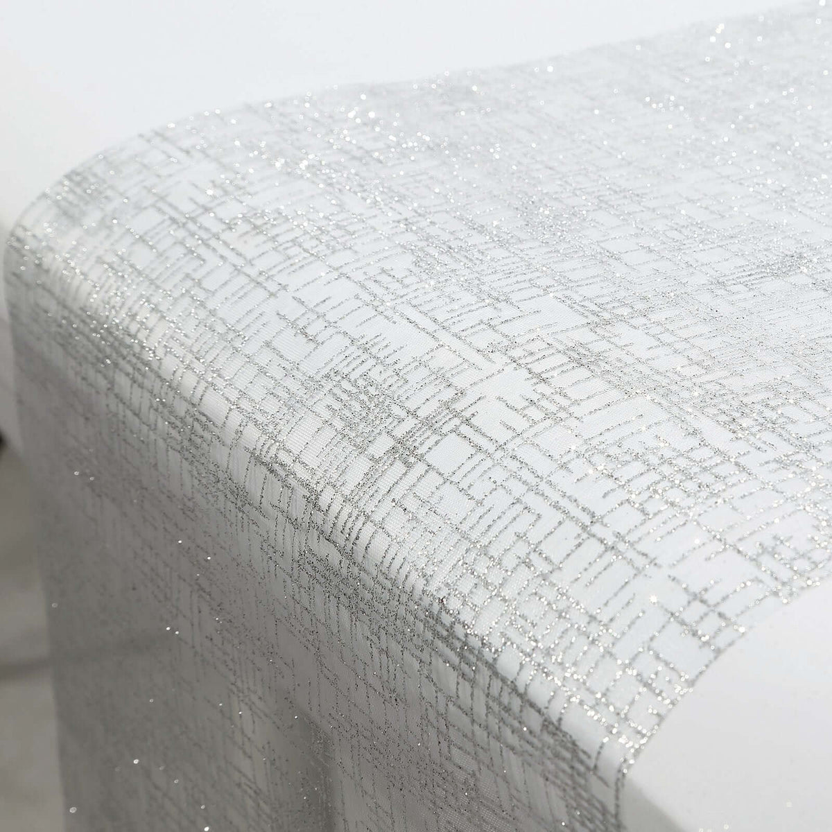 Mesh 11"x108" Table Runner Metallic Silver - Glitter Design for Convenient Event Decoration