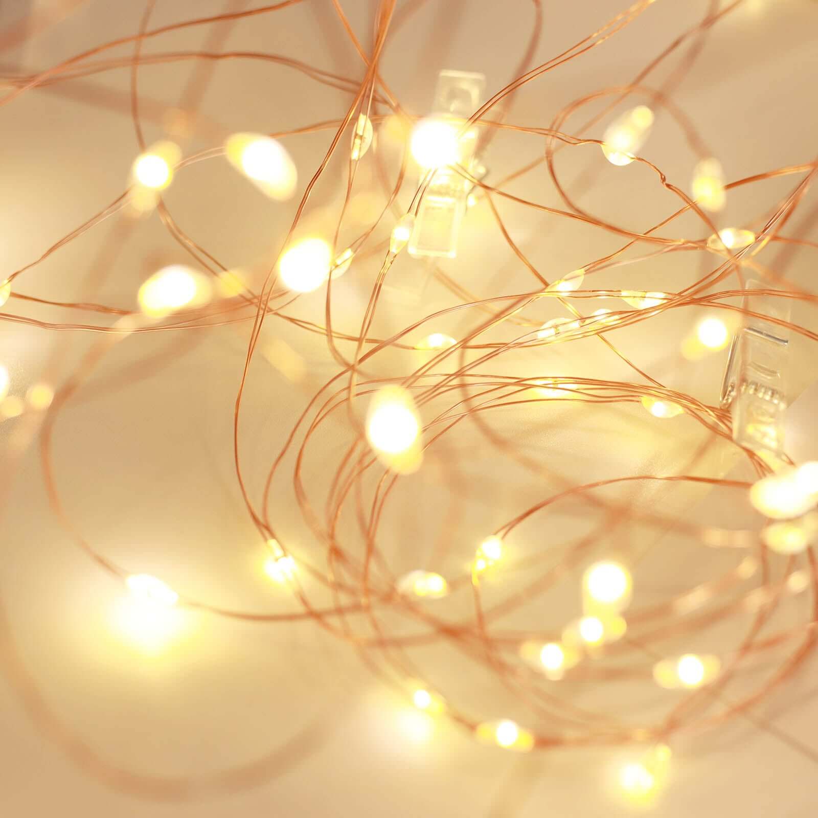 32ft Warm White 100 LED Clear Photo Clip Fairy String Light Garland