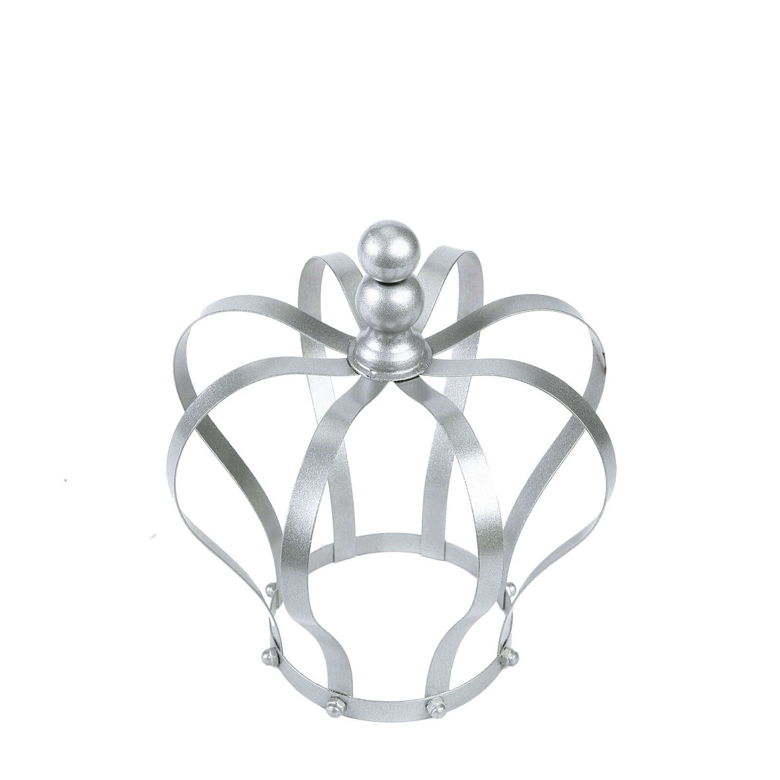Metal Royal Crown Cake Topper Silver - Sophisticated Wedding Cake Centerpiece Decor for Themed Events 9"