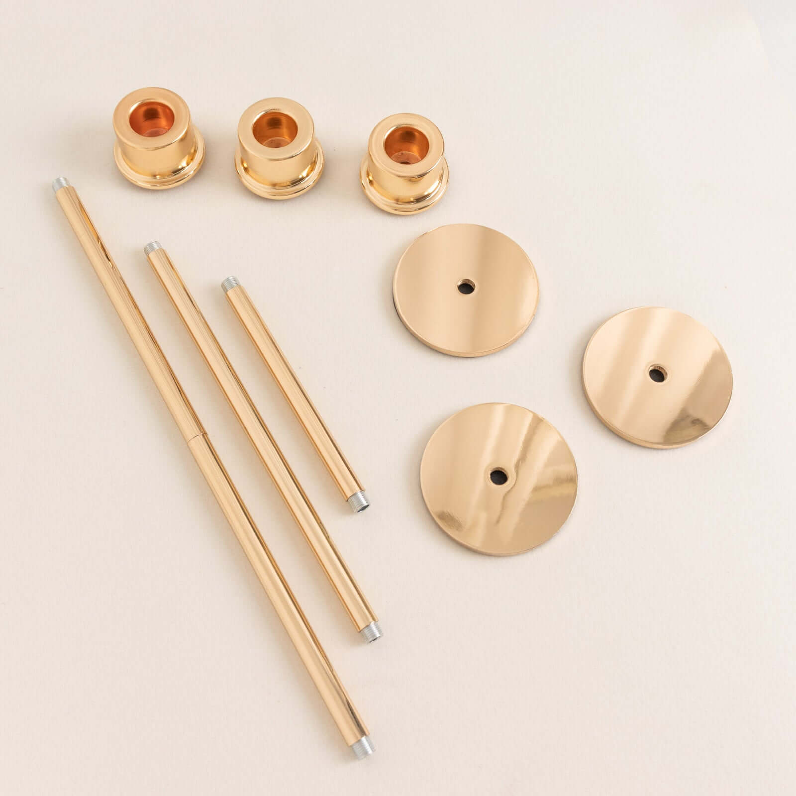 Set of 3 Tall Gold Metal Taper Candlestick Holders, Clear Glass Hurricane Candle Stands With Chimney Candle Shades 16", 20", 24"