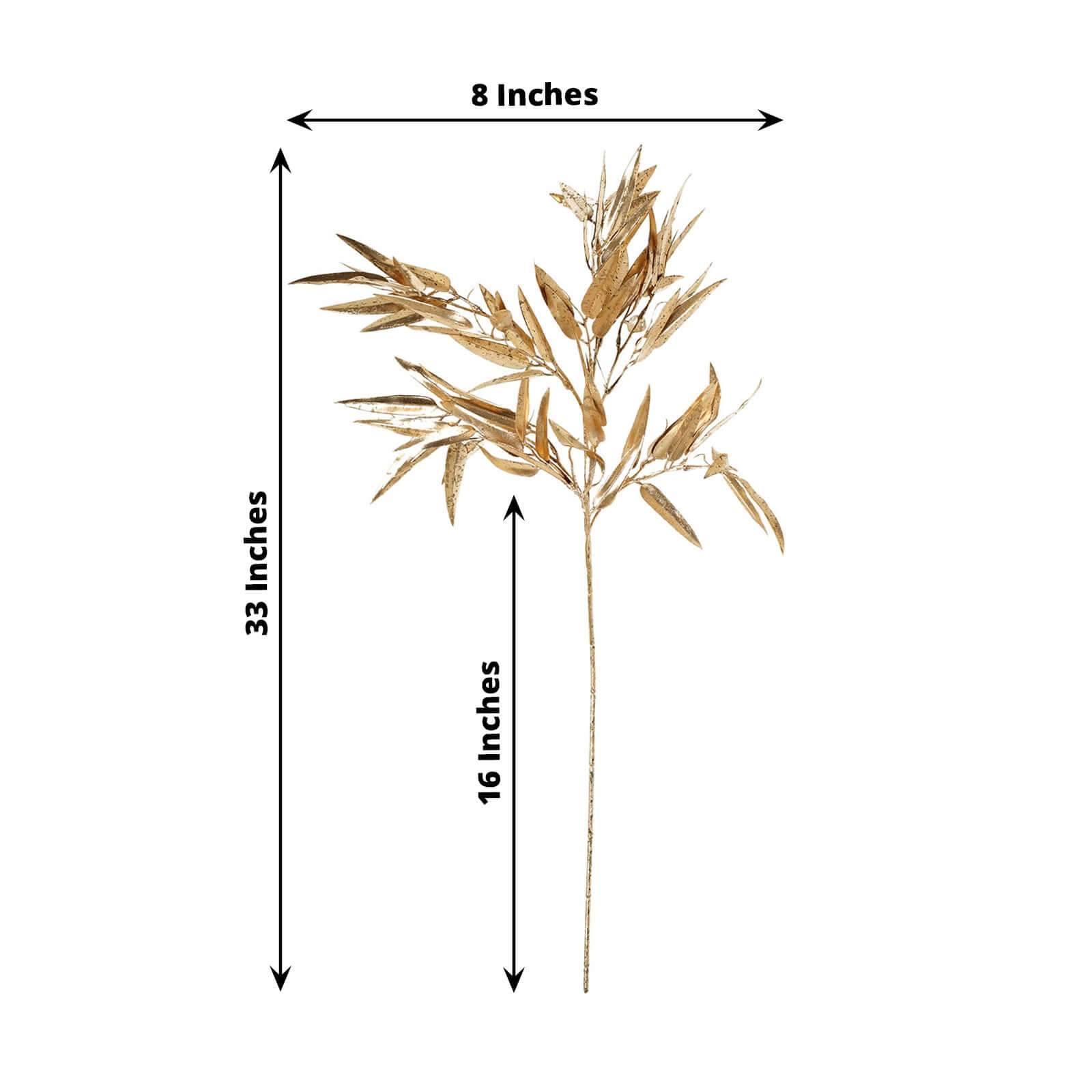 2-Pack Artificial Metallic Bamboo Leaf Branches Gold - Shiny Faux Plant Stems Vase Filler Floral Arrangement Centerpiece Decor 33"