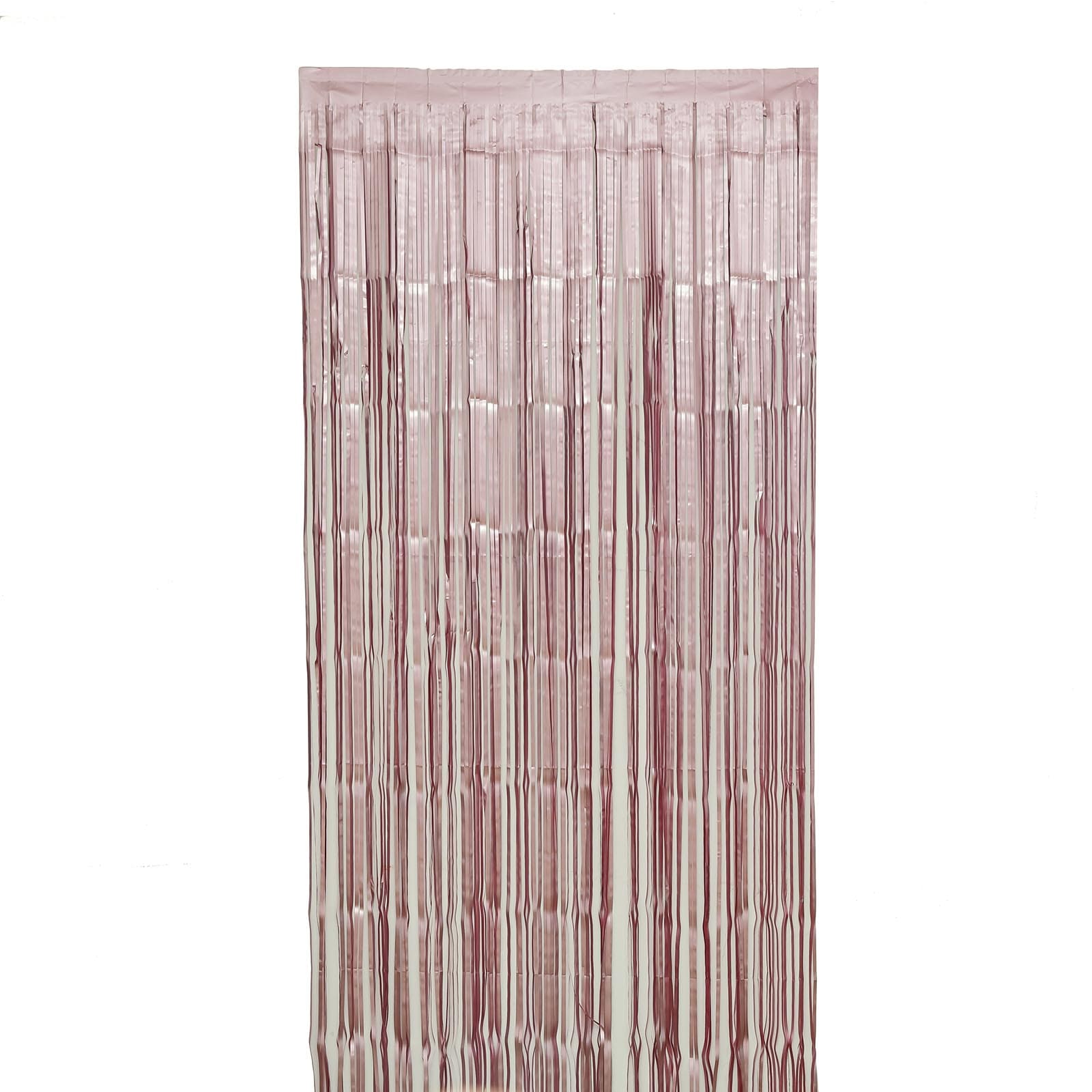 8ft Dusty Rose Metallic Tinsel Foil Fringe Doorway Curtain Party Backdrop